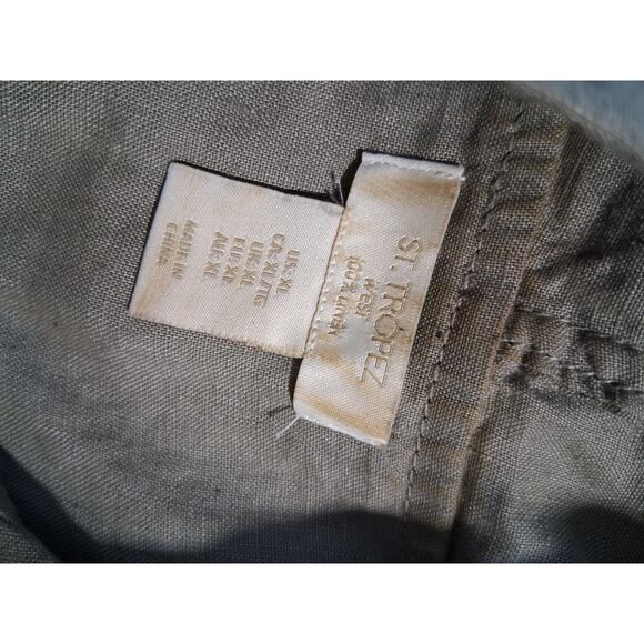 St. Tropez West 100% Linen Womens XL Hooded Full Zip Grunge Breathable Vest Top - Picture 9 of 11
